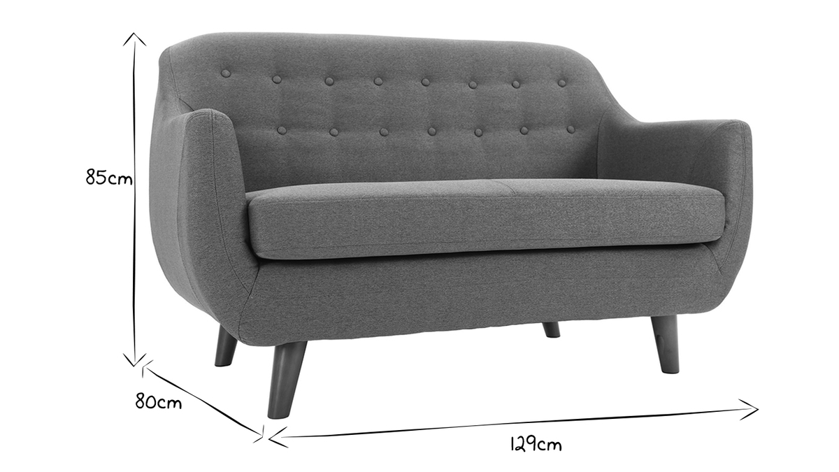 Design-Sofa 2 Pltze Anthrazitgrau YNOK