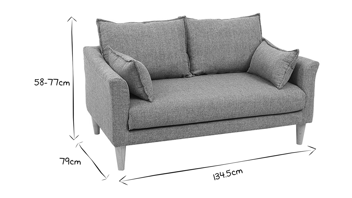 Design-Sofa 2 Pltze Grau KATE