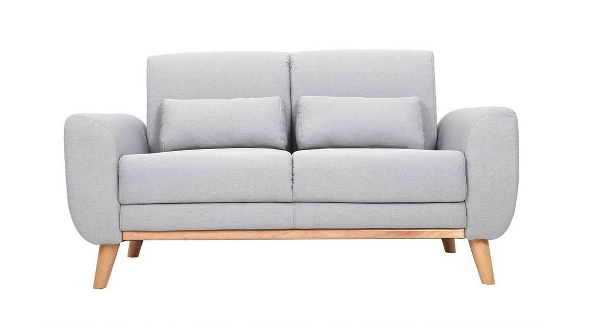Design-Sofa 2 Pltze Stoff Grau Eichenbeine EKTOR