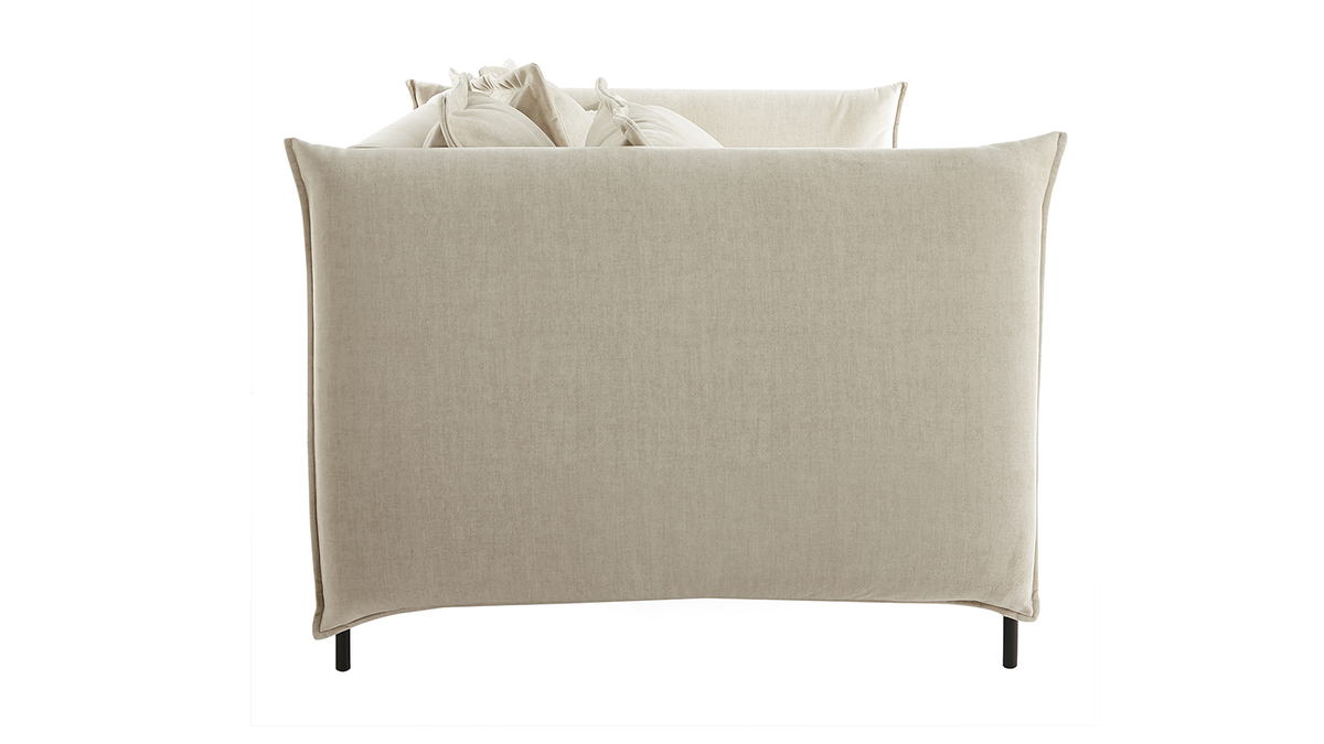 Design-Sofa 3/4-Sitzer in beigem Samtstoff und schwarzem Metall ALMAR