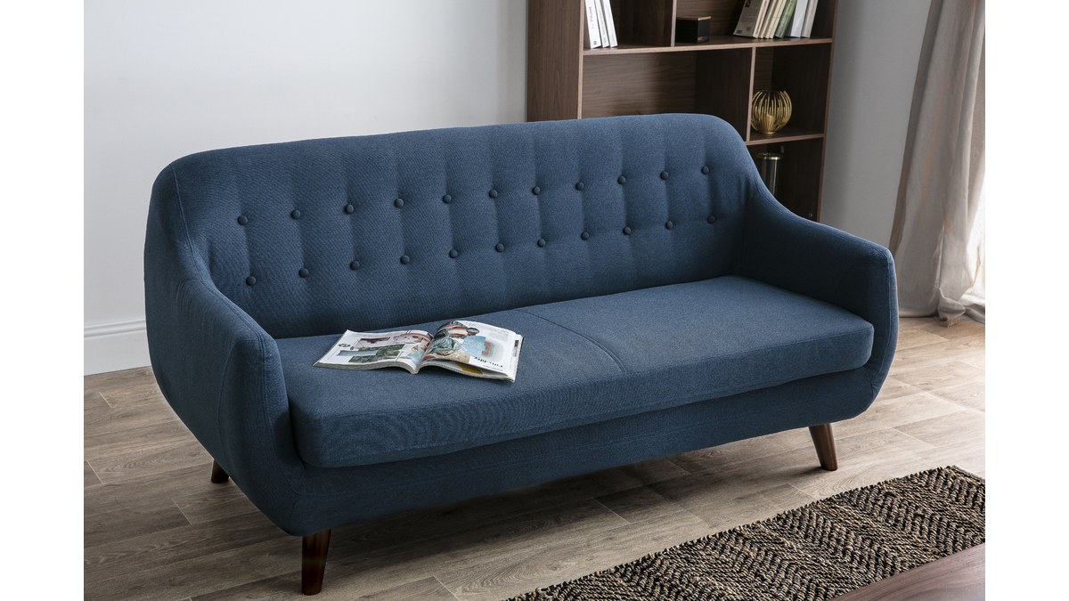 Design-Sofa 3 Pltze Blau YNOK