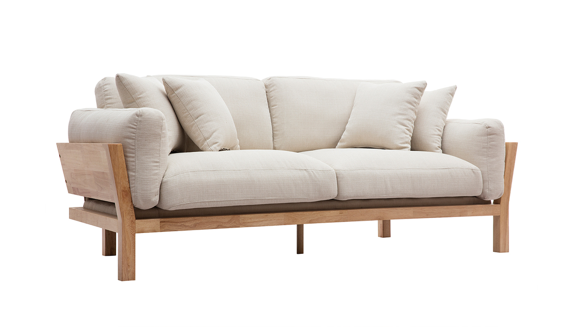 Design-Sofa 3 Pltze Cremewei Holzbeine KYO