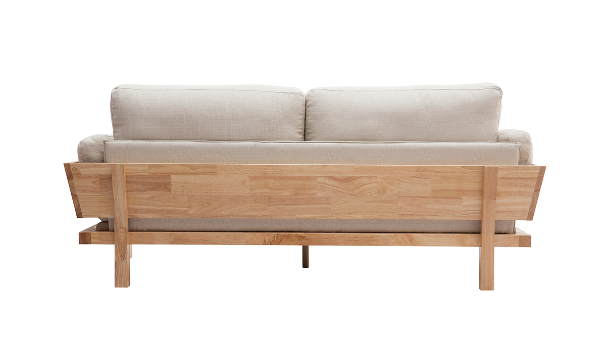 Design-Sofa 3 Pltze Cremewei Holzbeine KYO