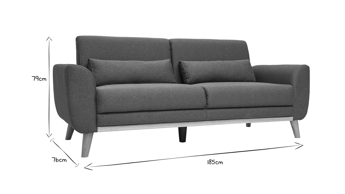 Design-Sofa 3 Pltze Stoff dunkelgrauer EKTOR