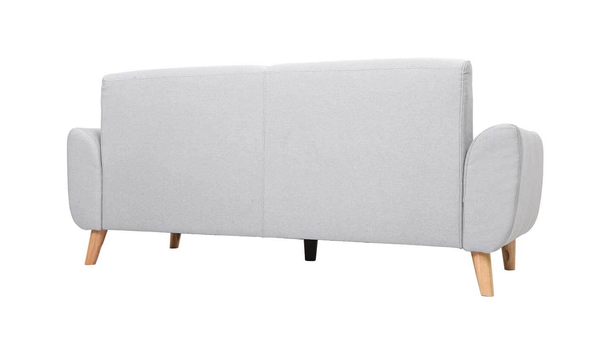 Design-Sofa 3 Pltze Stoff Hellgrau Eichenbeine EKTOR