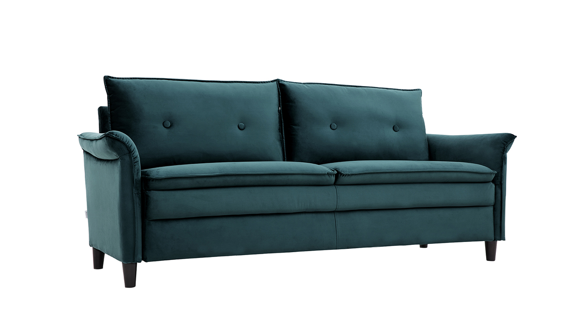 Design-Sofa aus Samt Petrolblau 3 Pltze CLIFF