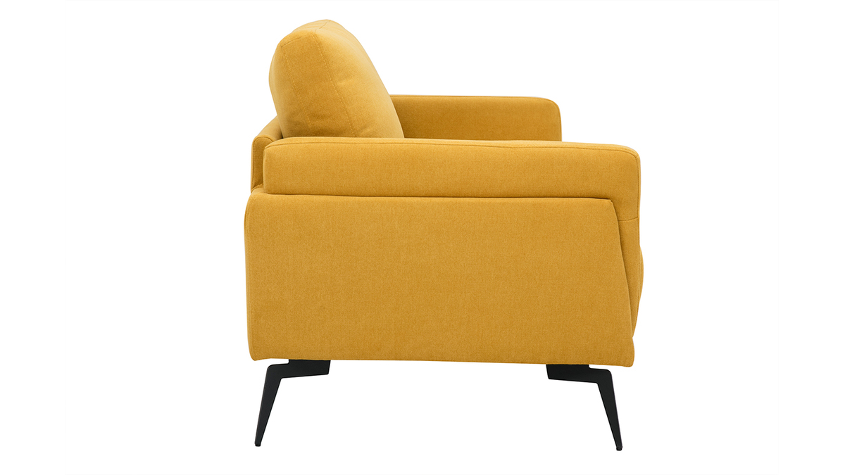 Design-Sofa im senfgelbem Samtdesign mit schwarzem Metallfu 2-Sitzer MOSCO
