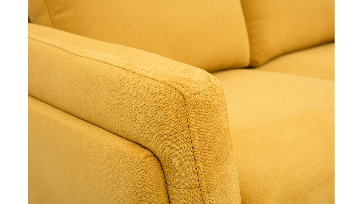 Design-Sofa im senfgelbem Samtdesign mit schwarzem Metallfu 2-Sitzer MOSCO