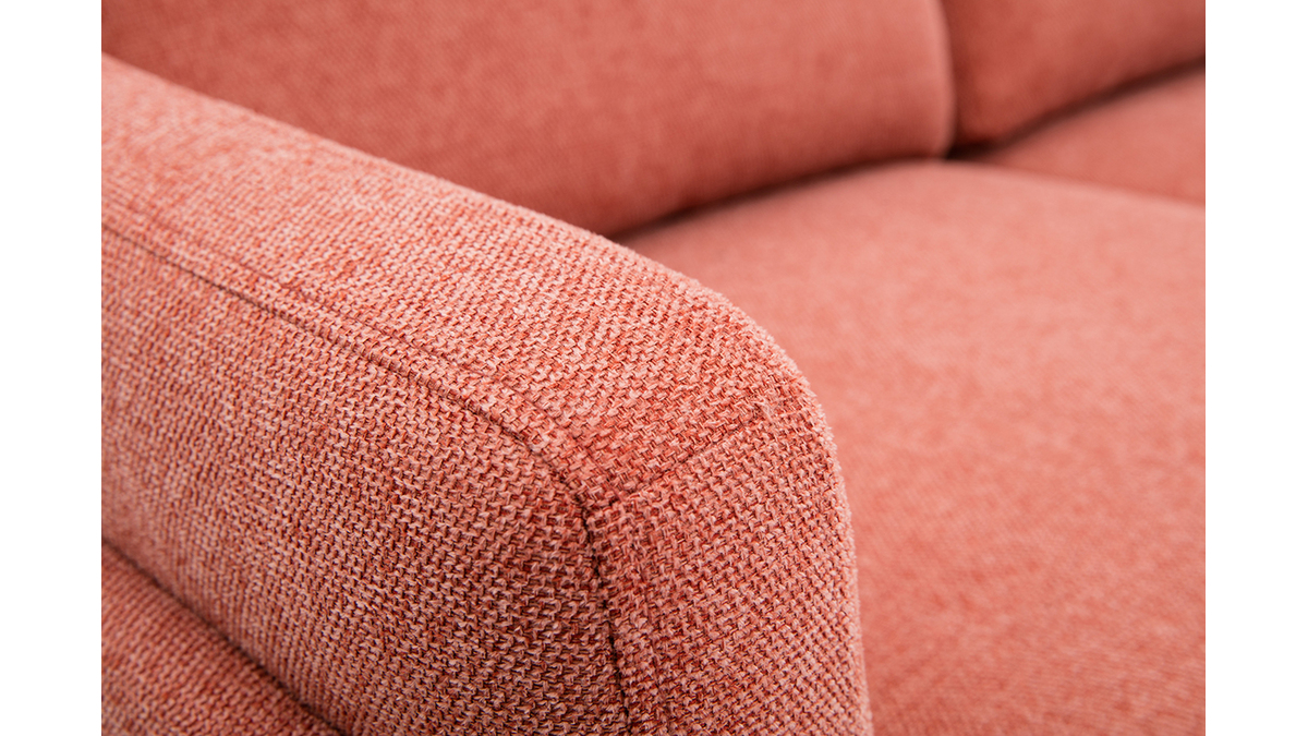 Design-Sofa im terracottafarbenem Samtdesign mit schwarzem Metallfu 2-Sitzer MOSCO