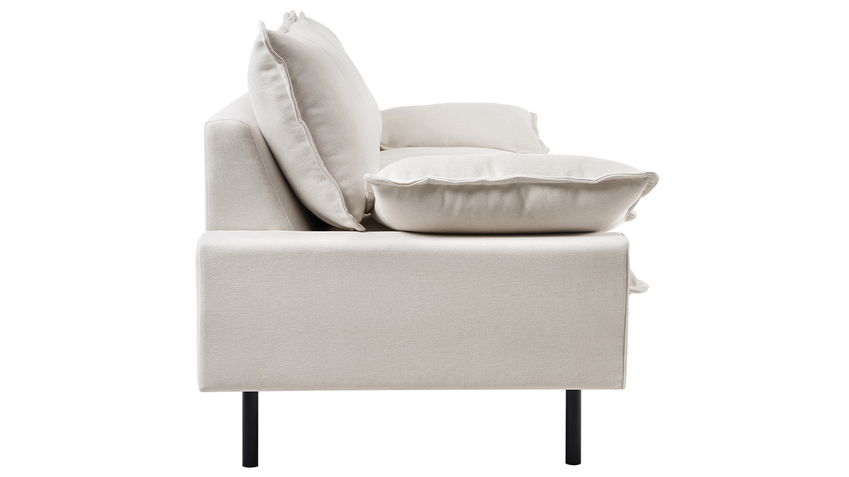 Design-Sofa mit beigem Stoff im Samtdesign und schwarzem Metall 3-Sitzer DORY