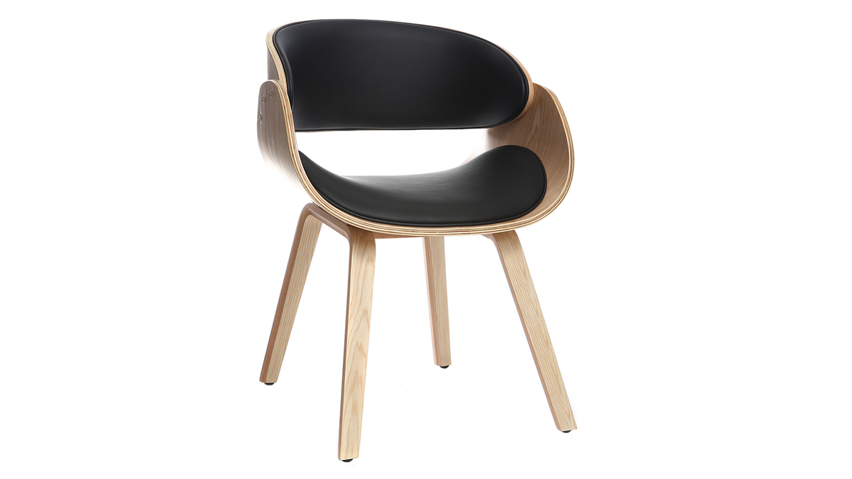 Design-Stuhl Schwarz und helles Holz BENT