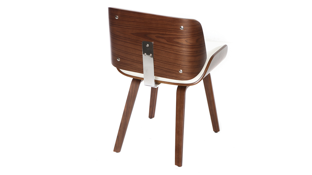 Design-Stuhl, wei und dunkles Walnussholz RUBBENS