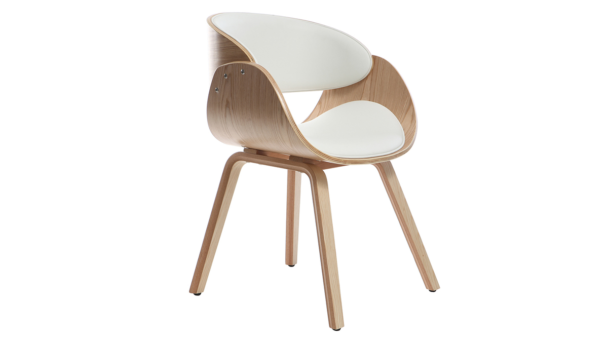 Design-Stuhl Wei und helles Holz BENT