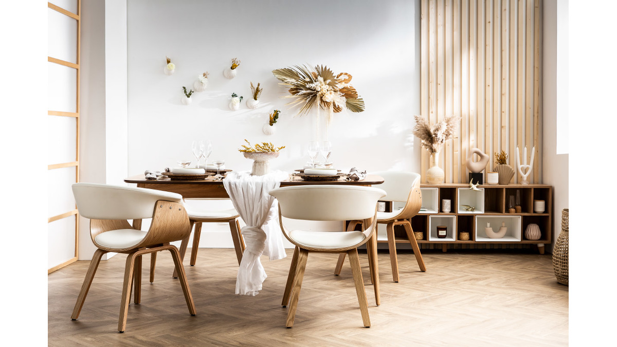 Design-Stuhl Wei und helles Holz BENT