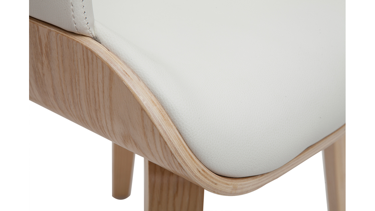 Design-Stuhl wei und helles Holz LUCIEN