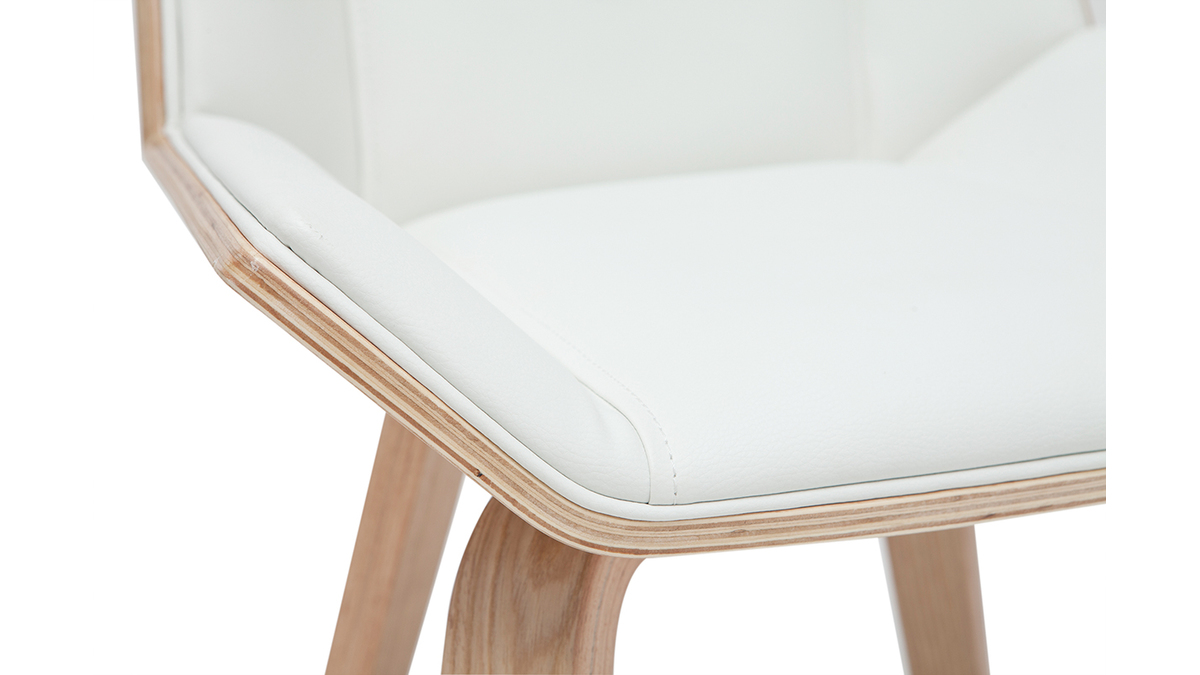Design-Stuhl wei und helles Holz MELKIOR