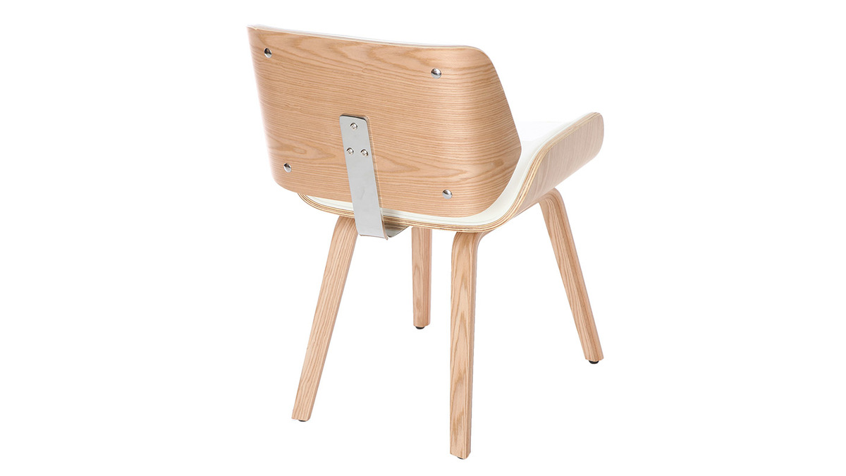 Design-Stuhl, wei und helles Holz RUBBENS