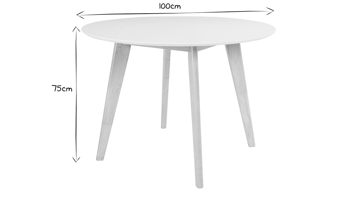 Design-Tisch LEENA Holz und Wei D100