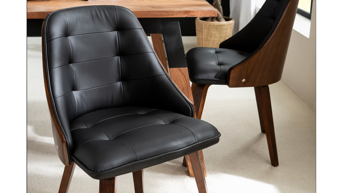 Designer-Stuhl aus zwei Materialien wei und helles Holz FLUFFY