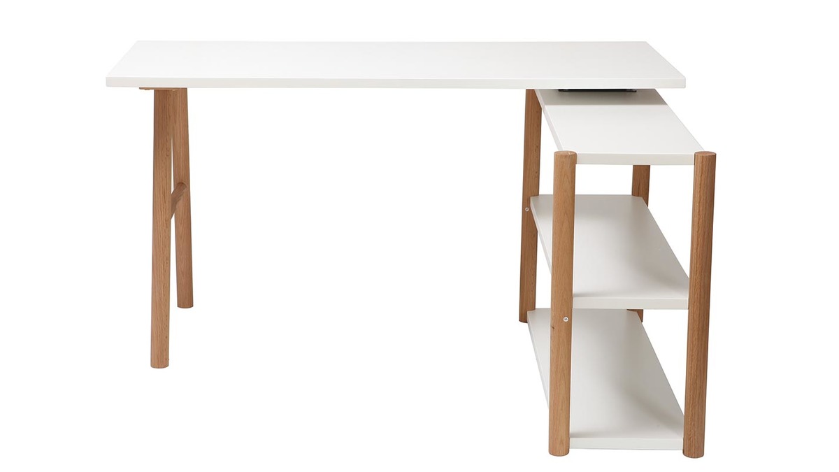 Dreh-Schreibtisch skandinavisches Design Wei und Eiche GILDA