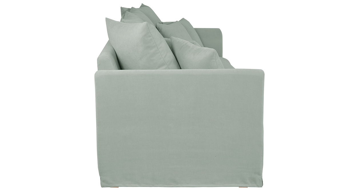 Dreisitzer-Sofa FEVER skandinavisch aus mandelgrnem Stoff mit abnehmbarem Bezug