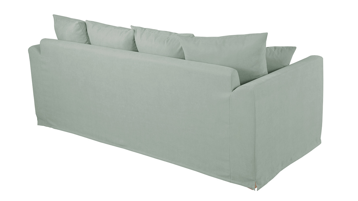 Dreisitzer-Sofa FEVER skandinavisch aus mandelgrnem Stoff mit abnehmbarem Bezug