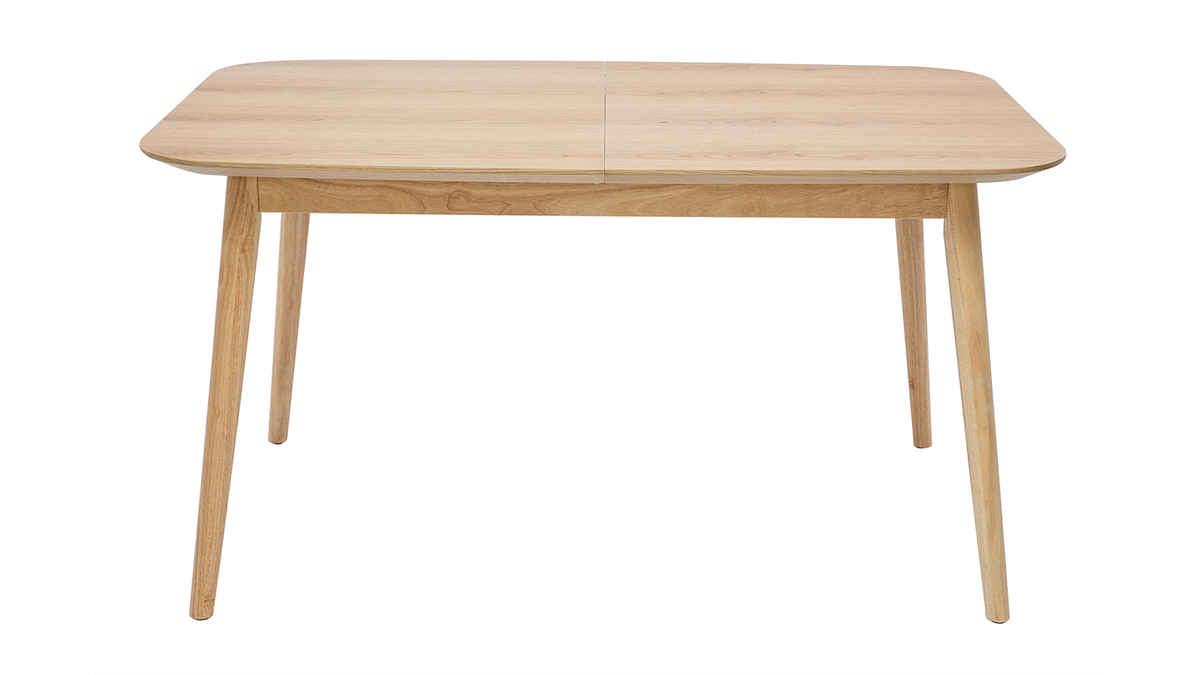 Erweiterbarer Tisch mit integrierten Verlngerungen rechteckig aus hellem Holz mit Eichenfurnier B140-170 cm ANK