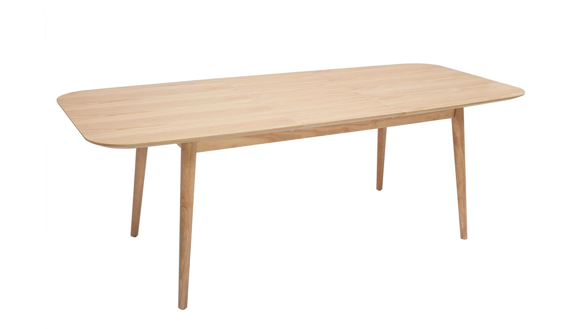 Erweiterbarer Tisch mit integrierten Verlngerungen rechteckig aus hellem Holz mit Eichenfurnier B160-210 cm ANK