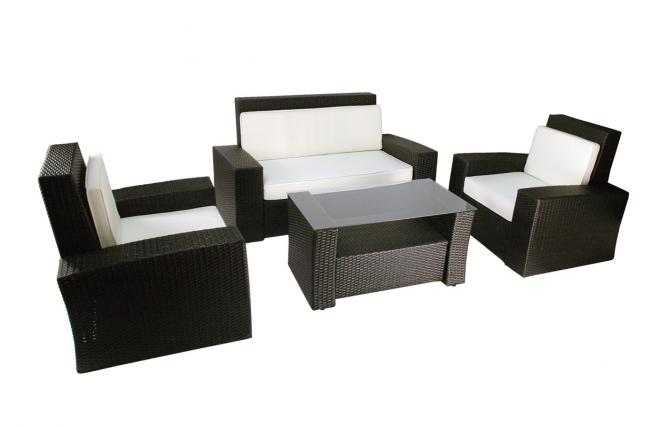 Gartensitzgruppe BORA BORA � 2 Sessel, 1 zweisitzige Couch & 1 Couchtisch � Farbe : Kakao