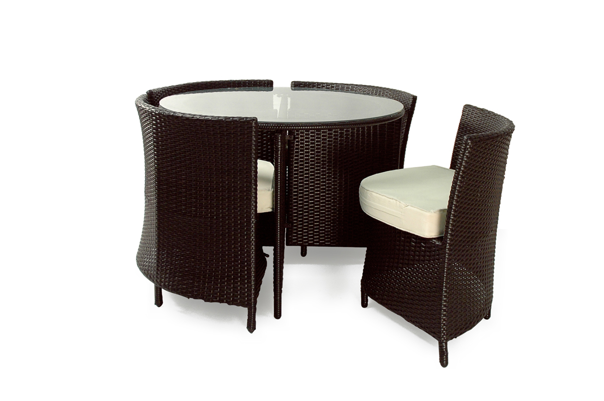 Gartensitzgruppe FIDJI � 4 Gartenst&uuml;hle � 1 Gartentisch � Farbe : Kakao