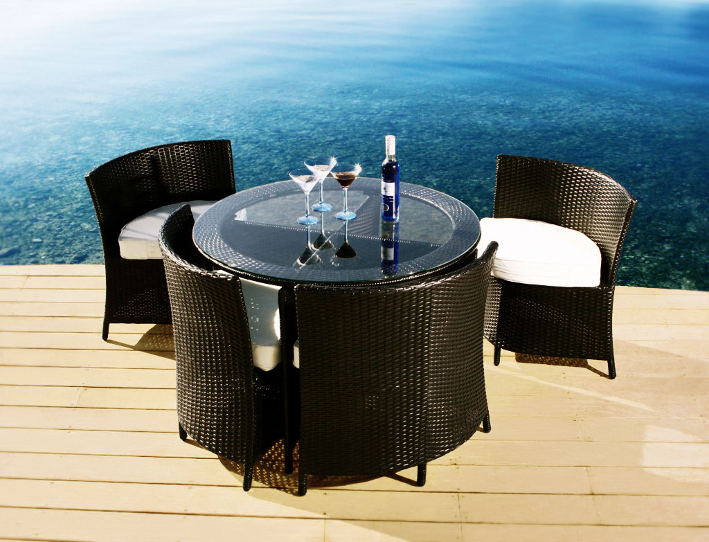 Gartensitzgruppe FIDJI � 4 Gartenst&uuml;hle � 1 Gartentisch � Farbe : schwarz image 1