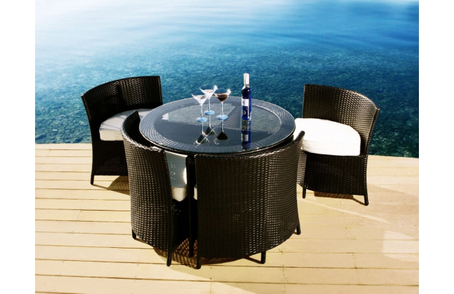 Gartensitzgruppe FIDJI � 4 Gartenst&uuml;hle � 1 Gartentisch � Farbe : schwarz