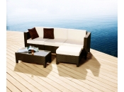 Gartensitzgruppe HAWAI � 2 Ecksessel & 1 Mittelsessel, 1 Couchtisch & 1 Ottoman � Farbe Kakao