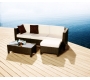 Gartensitzgruppe HAWAI � 2 Ecksessel & 1 Mittelsessel, 1 Couchtisch & 1 Ottoman � Farbe Kakao