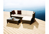 Gartensitzgruppe HAWAI � 2 Ecksessel & 1 Mittelsessel, 1 Couchtisch & 1 Ottoman � Farbe Kakao