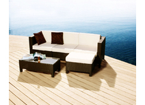 Gartensitzgruppe HAWAI � 2 Ecksessel & 1 Mittelsessel, 1 Couchtisch & 1 Ottoman � Farbe Kakao