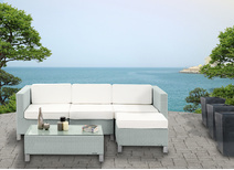 Gartensitzgruppe HAWAI � 2 Ecksessel & 1 Mittelsessel, 1 Couchtisch & 1 Ottoman � Farbe Kakao