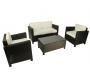 Gartensitzgruppe TAHITI � 2 Sessel, 1 zweisitzige Couch & 1 Couchtisch � Farbe : Kakao