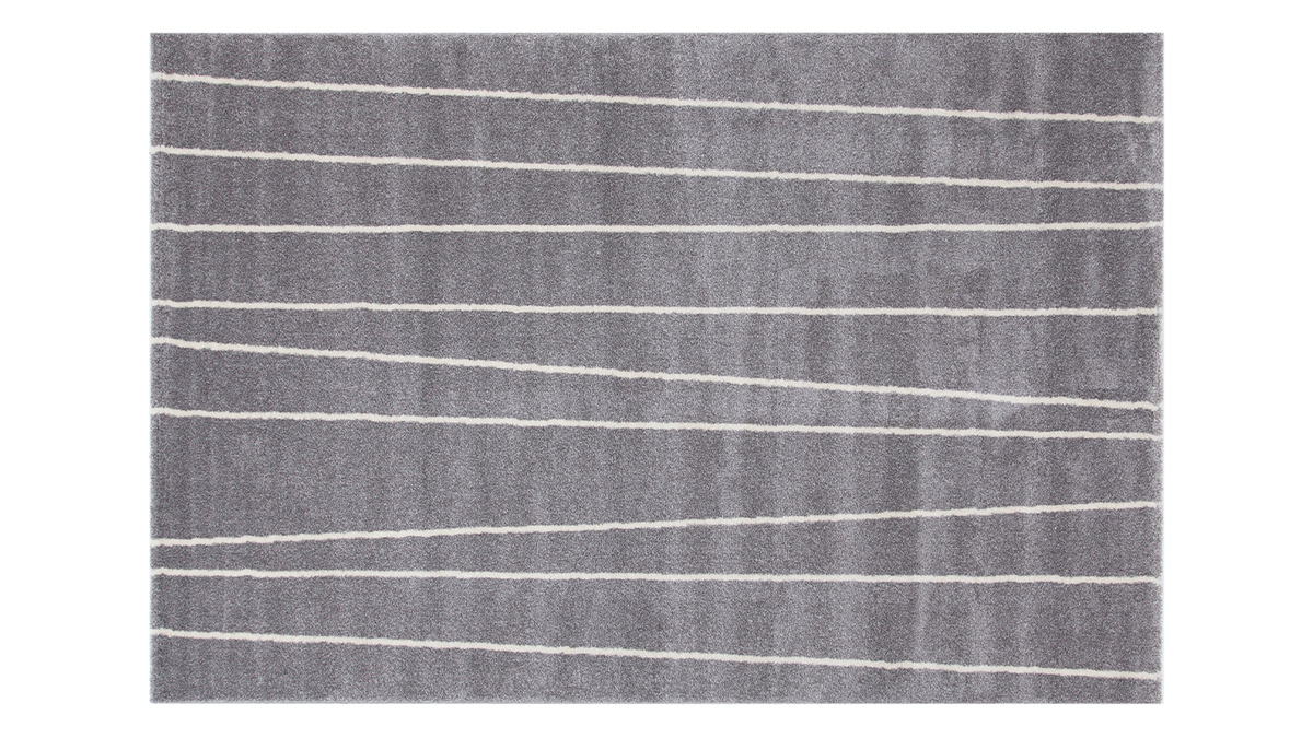 Grau-wei gestreifter Teppich 160 x 230 cm LINE