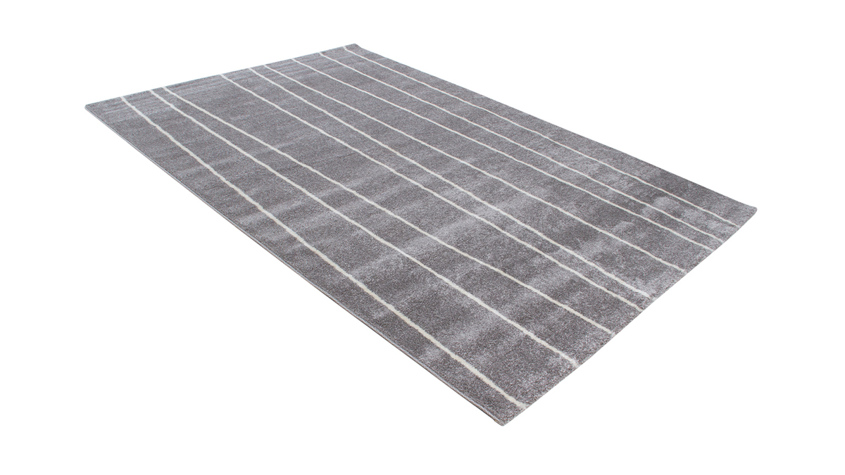 Grau-wei gestreifter Teppich 160 x 230 cm LINE