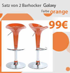 Aktuelle Sonderangebote : Orangefarbene Barhocker / K�chenhocker Design GALAXY - Satz von 2