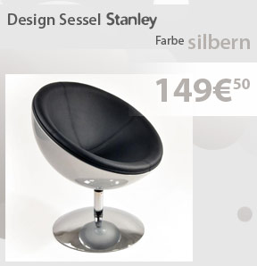 Aktuelle Sonderangebote : Design Sessel / Stuhl STANLEY - silbern und schwarz - aus ABS und Polyurethan 