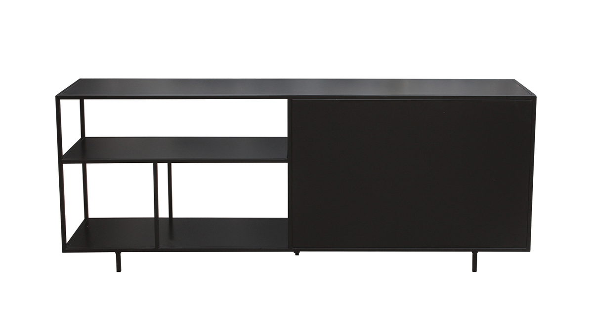 Industrial-Sideboard aus schwarzem Metall mit 2 Tren L180 KARL