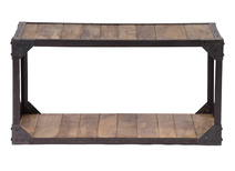 Industrieller Couchtisch aus Metall und massivem Holz ATELIER