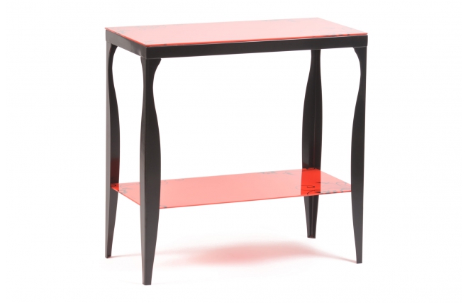 Konsole / Sideboard  BAROCA - rot - aus lackiertem Stahl und geh&auml;rtetem Glas