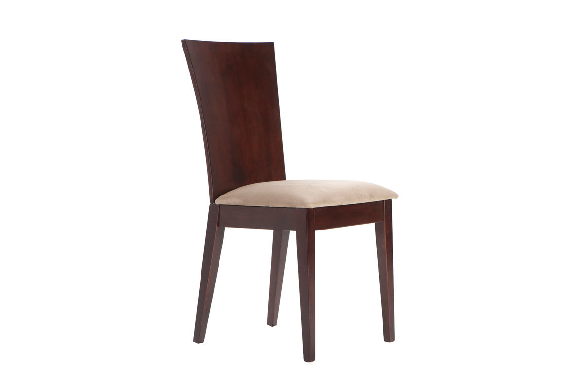 K&uuml;chenst&uuml;hle / Esszimmerst&uuml;hle MAIDA � Farbe Wenge � Sitzfl&auml;che aus hellbrauner Mikrofaser - Satz von 2
