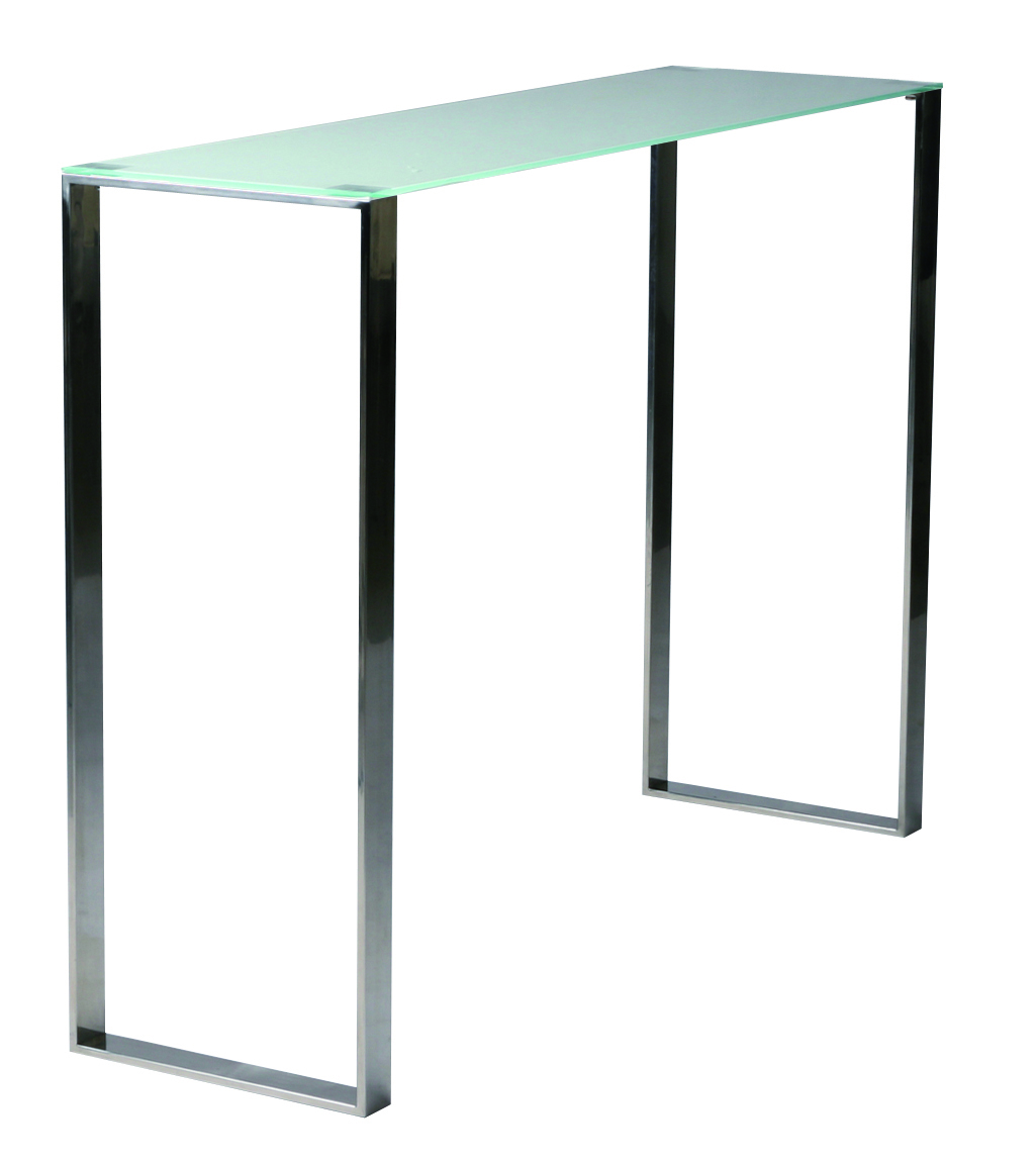 Moderne Konsole INOLA aus Glas und Edelstahl