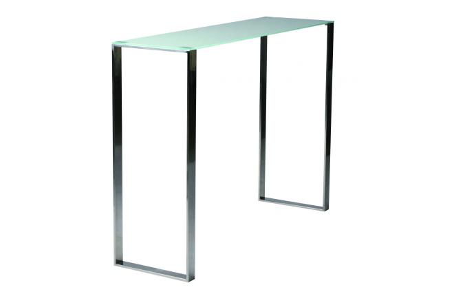 Moderne Konsole INOLA aus Glas und Edelstahl