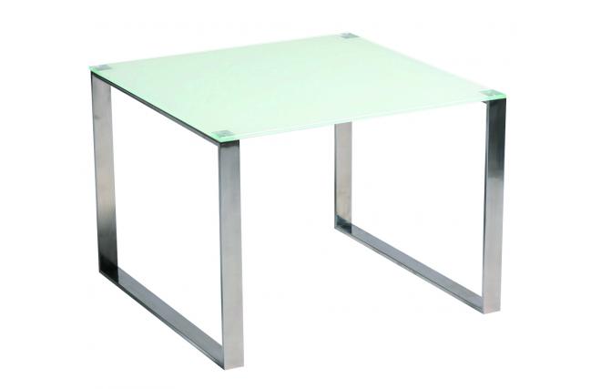 Moderner Beistelltisch / Sofatisch INOLA aus Edelstahl und geh&auml;rtetem Glas