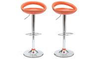 Orangefarbene Barhocker / K&uuml;chenhocker COMET - Satz von 2